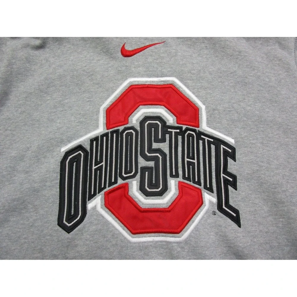 Vintage Ohio State Buckeyes Nike‎ Center Swoosh Hoodie Men's (L) Gray Sweatshirt
